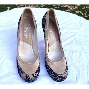 Dior Beige and Black Lace Women's Shoes